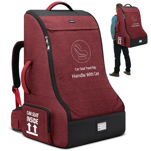 Miniatura 13 de RAINSMORE Bolsa de viaje acolchada para asiento de coche para avión, mochila de asiento de coche resistente para viajes aéreos, bolsas de funda