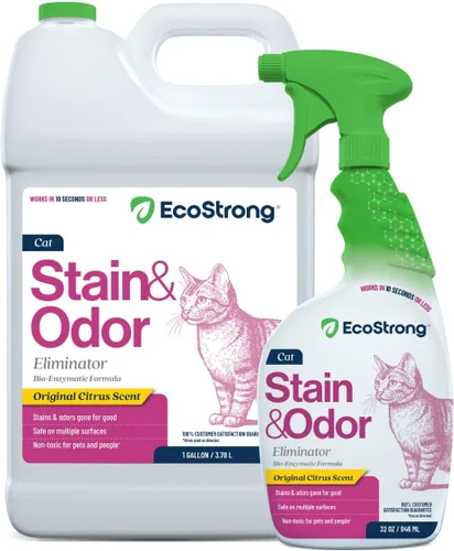 Miniatura 11 de Eco Strong Eliminador de manchas y olores de gatos Neutralizador de olores de orina enzimática – Quitamanchas para alfombras, cajas de arena, ropa