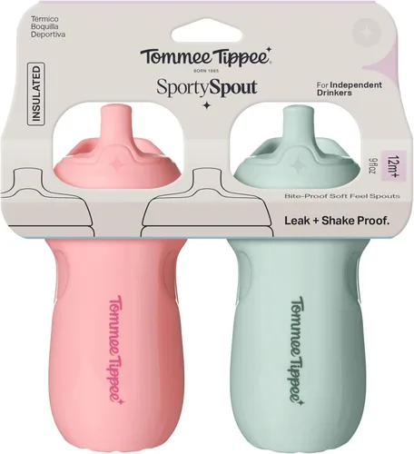 Miniatura 6 de Tommee Tippee - Botella de agua aislada con pico deportivo para niños pequeños de 9oz, vasos antiderrame para niños pequeños de 1 a 3 años, válvula