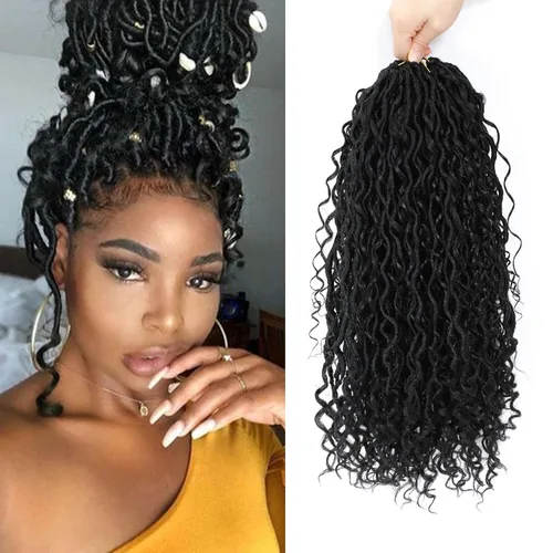 Miniatura 11 de 8 Paquetes de Rastas Falsas Bohemias de Ganchillo de 14 Pulgadas, Rastas Suaves de Ganchillo con Extremos Rizados, Pre-enrolladas, Cabello de 1B/27#