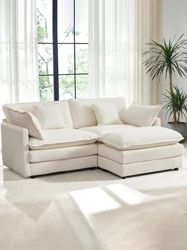 Miniatura 19 de Sofá modular Cloud seccional, moderno sofá modular en forma de L de felpilla con otomana y almohadas, sofás esquineros de asiento profundo de 5 Negro