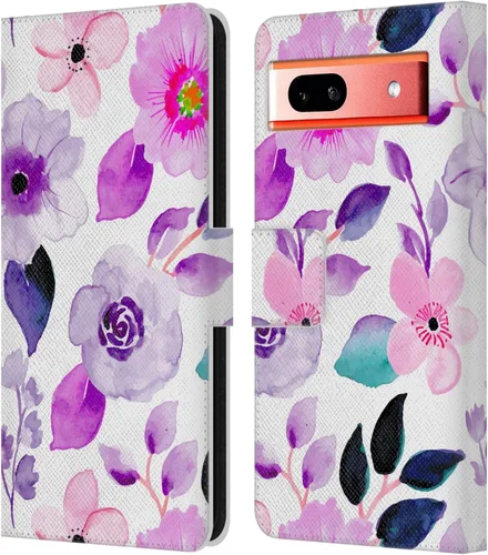Miniatura 8 de Head Case Designs Officially Licensed Haroulita Blue Flower Cute Flower Pattern Leather Wallet Case Compatible with Google Pixel 7a