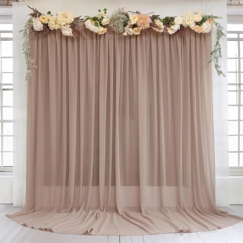 Miniatura 55 de Cortinas de fondo azul bebé de 10 pies x 10 pies, tela de gasa chiffon transparente sin arrugas, tela de fondo fotográfico drapeada para arco