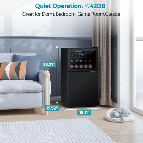 Miniatura 6 de Electactic Mini refrigerador de 2.6 pies cúbicos con congelador, refrigerador compacto de 2 puertas, enfriador de vino de bebidas independiente
