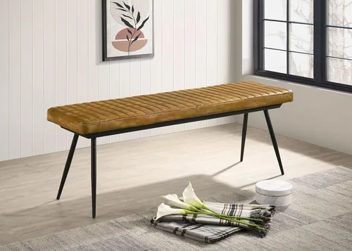 Miniatura 2 de Coaster Home Furnishings - Misty - Banco de comedor tapizado de piel de 54 pulgadas - Estilo industrial moderno con asiento capitonado de canal