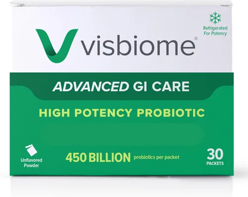 Visbiome Advanced GI Care - Probiótico de alta potencia 450 mil millones de fuerza - 30 paquetes de polvo sin sabor - Formulación original de Simone