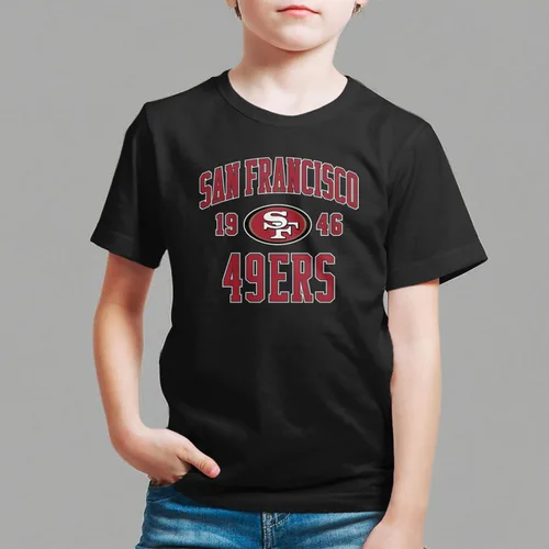 Miniatura 4 de Hybrid Sports NFL - Established - Camiseta de manga corta para niños y niñas con licencia oficial, negro (San Francisco 49ers - Black)