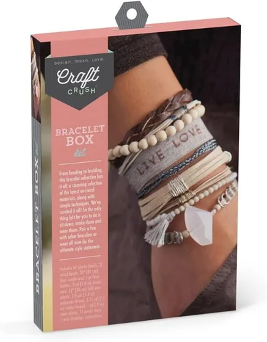 Craft Crush — Caja de pulseras: Tonos neutros — Hace 9 pulseras increíbles — Kits de manualidades — Para mayores de 13 años, pequeño