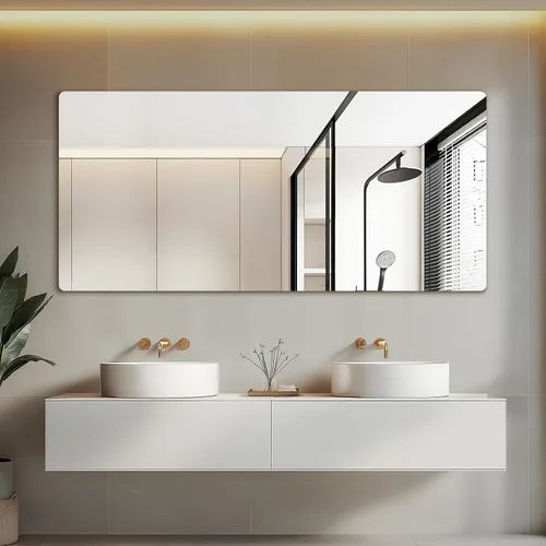 Miniatura 17 de Mirrorons Espejo de pared sin marco de 18 x 24 pulgadas, modernos espejos rectangulares de baño para pared con borde pulido, horizontal
