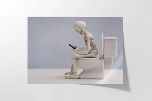 Miniatura 8 de Juego de impresiones artísticas divertidas de esqueleto para baño, juego de 4 – 8 x 10 pulgadas, sin marco, con calavera humorística para decoración