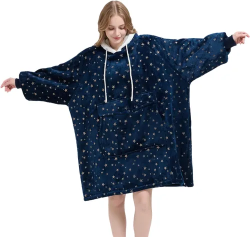Miniatura 15 de Qeils Manta con Capucha Portátil para Mujeres, Cómoda Sudadera Sherpa como Regalo de Cumpleaños y Navidad, Chaqueta de Gran Tamaño con Capucha
