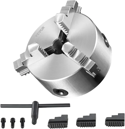 Miniatura 9 de VEVOR Mandril de torno de 3 mordazas, mandril de torno autocentrante de 6'', rango de sujeción de 0.14-6.3 pulgadas/3.5-160 mm con tornillos