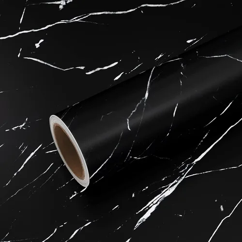 VEELIKE Papel tapiz de mármol negro mate para encimeras de cocina de 15.7 x 118 pulgadas, papel de contacto de mármol impermeable, autoadhesivo,