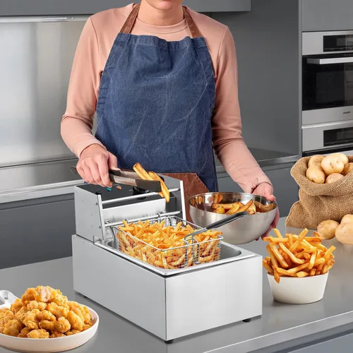 Miniatura 3 de GarveeHome Freidora comercial – Capacidad de 12 litros, 1800 W, 110 V, tanque único para papas fritas, freidora eléctrica de encimera