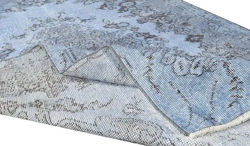 Miniatura 3 de Alfombra turca de 4 x 7 pies hecha a mano de los años 60 sobre teñida en azul claro, 4, moderna para el hogar y la oficina