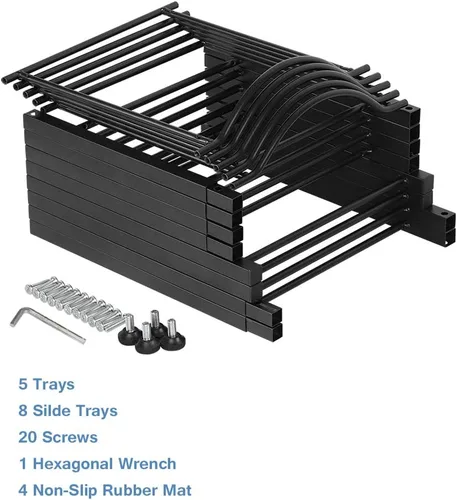 Miniatura 8 de Estante organizador de acero inoxidable de 5 niveles para botellas de agua desmontable resistente para jarras de 5 galones, hogar, oficina, cocina