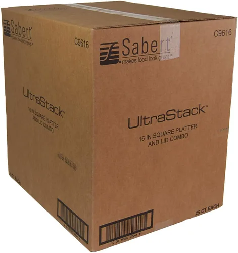 Miniatura 5 de Sabert Bandeja cuadrada UltraStack negra de 16 pulgadas con tapa transparente de cúpula de 3 pulgadas, plástico duradero, desechable, 25