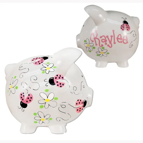 Miniatura 10 de My Bambino Hucha personalizada pintada a mano para niñas, grande, de cerámica, color blanco, tapón extraíble (sirena)