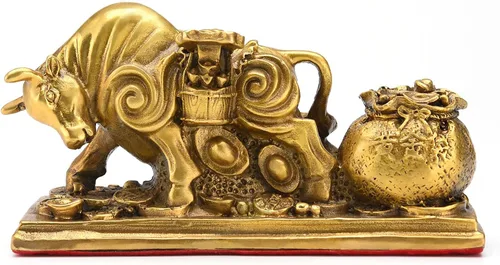 BRASSTAR TQZMPT1 - TQZMPT1 - TQZMPT1 - Estatua de Feng Shui de latón tira de riqueza con monedas, estatua de fortuna y suerte reunir regalos de
