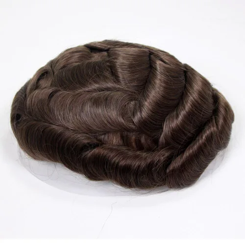 Miniatura 12 de Voloria Toupee para hombre ultra fina piel PU hombres postizo europeo virgen cabello humano reemplazo piezas 10x8inch 7 color marrón claro