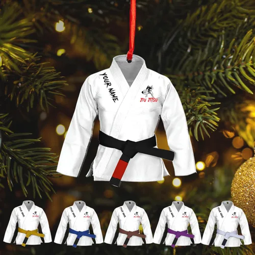 Adorno personalizado de Jiu Jitsu, decoración de árbol de Navidad de artes marciales, regalo de recuerdo navideño BJJ para niños, adolescentes, On63