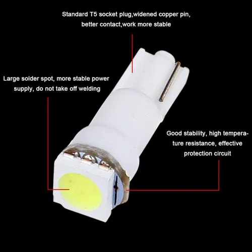 Miniatura 6 de cciyu 20 unidades Xenon blanco auto T5 cuña 17 37 70 5050 1SMD conjunto de paneles LED, lámpara Dash, focos con tomas torcidas.