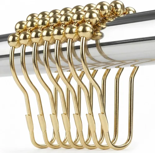 Miniatura 11 de Anillos de ganchos para cortina de ducha, anillos de cortina de ducha de metal inoxidables para cortinas de baño, juego de 12, níquel negro