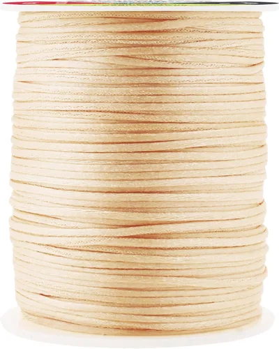 Miniatura 52 de Mandala Crafts Cordón de Satén de Nailon 2mm Cordón Rattail Champagne - 100 Yardas Cordón de Nailon Chino para Nudos Cordón de Seda Cola de Rata