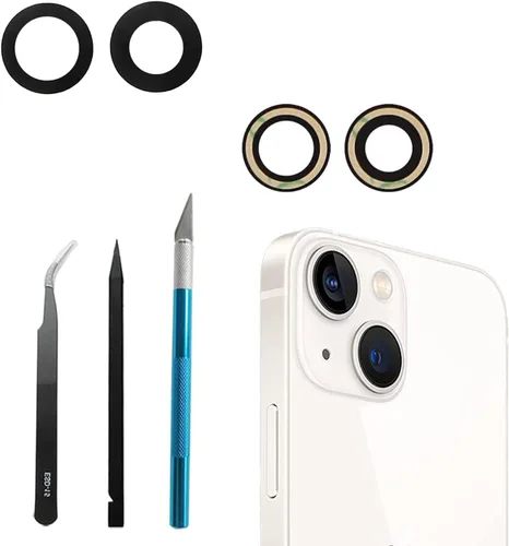 Juego de 2 fundas de repuesto para lente de cámara trasera para iPhone 13/iPhone 13 Mini, antiarañazos y resistentes al agua, fundas de lente de