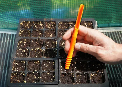 Miniatura 8 de Dibby Semillas Herramienta de jardín Dibber Plantador Transplantador – Siembre semillas a la profundidad correcta – Trasplante fácilmente las Azul