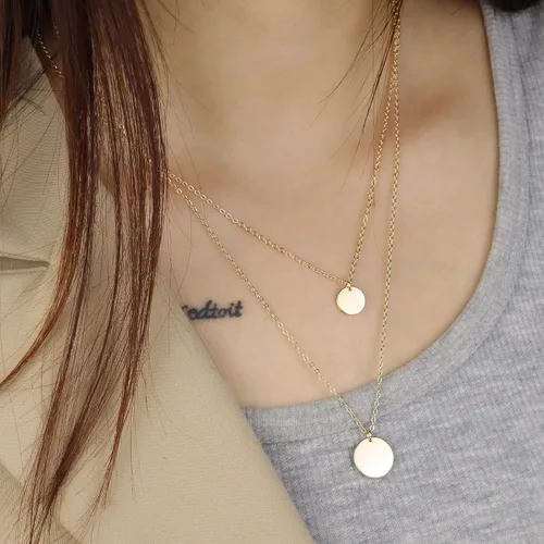 Miniatura 3 de Collar chapado en oro para mujer, collares en capas para mujer, collar de gargantilla chapado en oro de 14 quilates, collares de moda para mujer