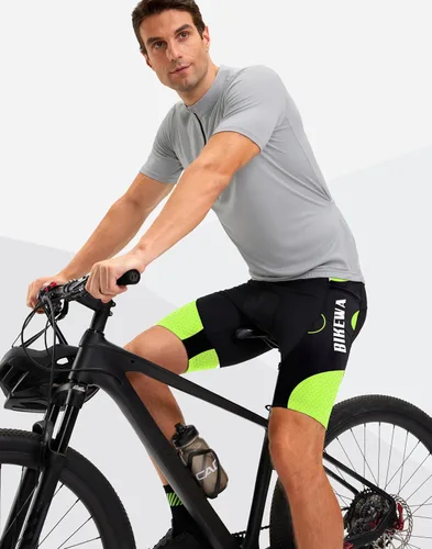 Miniatura 26 de Bikewa Pantalones cortos de ciclismo para hombre, con acolchado 4D, para ciclismo de carretera, con bolsillos con cremallera