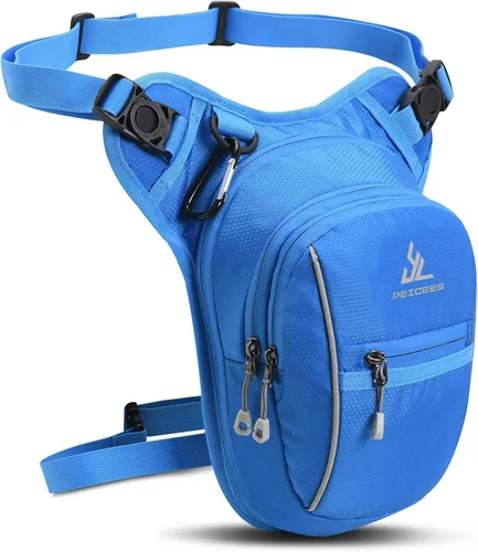 Miniatura 13 de Peicees Bolsa de Pierna con Espacio Expandible para Muslo, Bolsa de Cadera Impermeable para Montar en Motocicleta y Bicicleta al Aire Libre, Bolsa