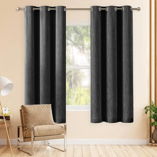 Miniatura 45 de Melodieux Elegantes cortinas opacas de algodón para oscurecer la habitación, para sala de estar, dormitorio, con aislamiento térmico, paneles
