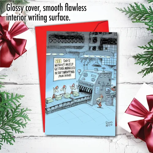 Miniatura 3 de NobleWorks Divertida tarjeta de felicitación de Navidad con sobre de 5 x 7 pulgadas (1 tarjeta) Feliz Navidad, días libres de accidentes, C8741XSG