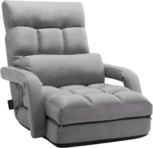 VEVOR Silla de suelo, silla de juegos de suelo con 5 posiciones ajustables y soporte para el respaldo, silla plegable con reposabrazos para adultos,