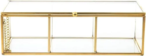 Miniatura 7 de Feyarl Caja de té de vidrio dorado, organizador de exhibición de concha de mar, cosméticos, encimera, caja de frascos, almacenamiento de joyas