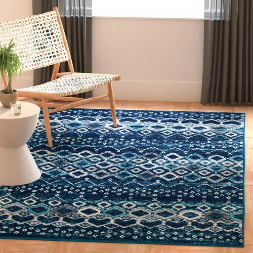 Miniatura 65 de SAFAVIEH Amsterdam Collection Alfombra Decorativa - 2.3 pies x 4 pies, Negro & Multi, Diseño Marroquí Bohemio, Sin Desprendimiento y Fácil Cuidado