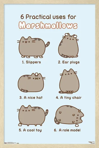Miniatura 7 de Trends International Pusheen - Póster de pared de malvavisco, 14.725 x 22.375 pulgadas, versión enmarcada de madera de granero