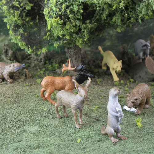 Miniatura 2 de Vida salvaje de Toob Safari Ltd con 12 figuras de animales salvajes favoritos de América del Norte como un león montañés, lobos, alces, ariete