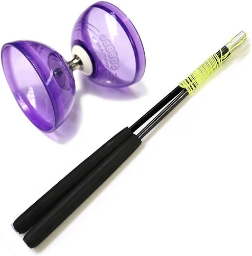Miniatura 4 de DSJUGGLING Palos de diablo de fibra de vidrio / palillos chinos Yoyo Diábolo con juego de cuerdas Pro Slide (Negro, 16 pulgadas)