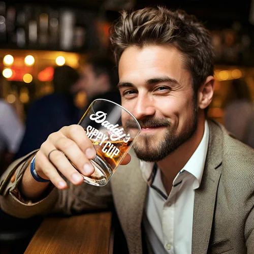 Miniatura 4 de LIGHTEN LIFE Vaso Sippy de Papá Vaso de Whisky de 12 onzas, Regalo Único para Papá en Caja de Madera Valiosa, Divertido Regalo de Broma para Nuevo