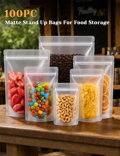 Miniatura 3 de FireKylin 100 piezas de bolsas resellables, bolsas de pie transparentes de 3.9" x 5.9", bolsas de almacenamiento de alimentos con cremallera