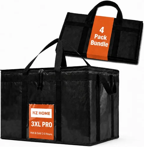 Miniatura 39 de NZ home Durable 3XL PRO Bolsa Térmica Aislada y Calentador de Alimentos para Entrega y Compras de Comestibles con Cremallera Superior, Azul Grado