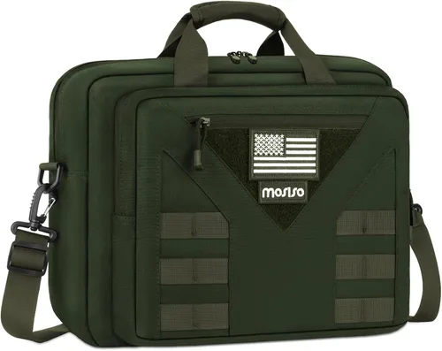 MOSISO Bolsa táctica para laptop de 15.6 pulgadas para hombres, bolsa de mensajero táctica de 15-16 pulgadas, bolsa de hombro con múltiples Verde