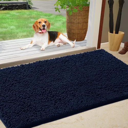 IM HOME Tapete absorbente de felpilla para exteriores, 36 x 24 pulgadas, lavable, tapete para puerta de perro, antideslizante, tapete para Azul