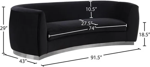 Miniatura 3 de Meridian Furniture Julian Collection Modern Sofá tapizado de terciopelo contemporáneo con base de acero inoxidable en acabado cromado pulido