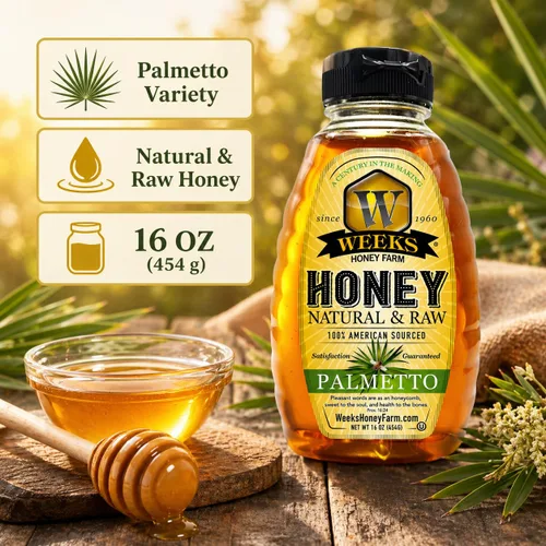Miniatura 8 de Weeks Honey Farm Palmetto Honey – 16oz Squeeze Bottle 100% Raw & Unfiltered Pure Honey Natural Superfood Rich in Vitamins, Minerals &