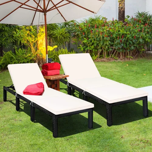 Miniatura 10 de Tangkula Sillón de mimbre para patio, sillas reclinables ajustables de ratán al aire libre, tumbona moderna de ratán exterior con asiento y cojín