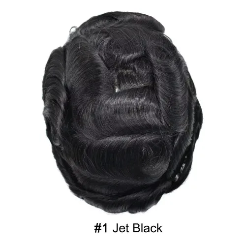 Miniatura 2 de All Poly Toupee para hombres, sistema de reemplazo de cabello humano Remy, piel fina, 0.004 in, pelo fino de poliuretano para hombre, 8 x 10